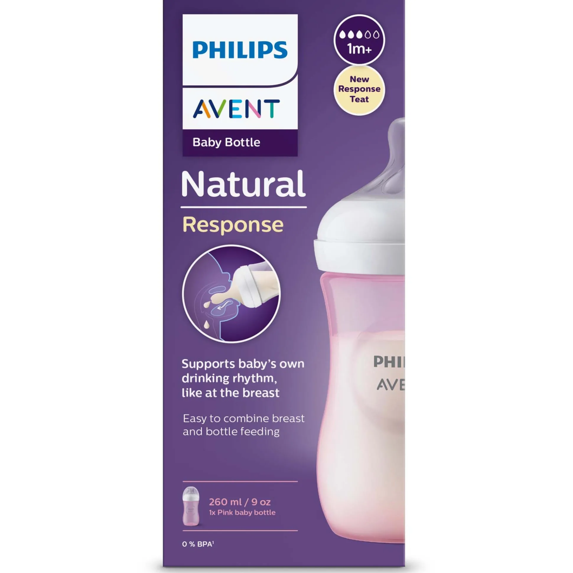 Philips Avent Natural fles 260ML roze