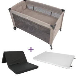 Prenatal campingbed Sinne taupe met matras & matrashoes