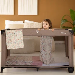 Prenatal campingbed Sinne taupe met matras & matrashoes