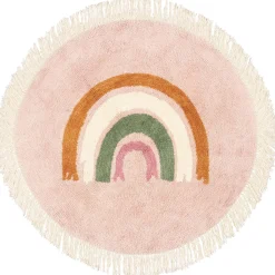 Prenatal vloerkleed regenboog rond roze