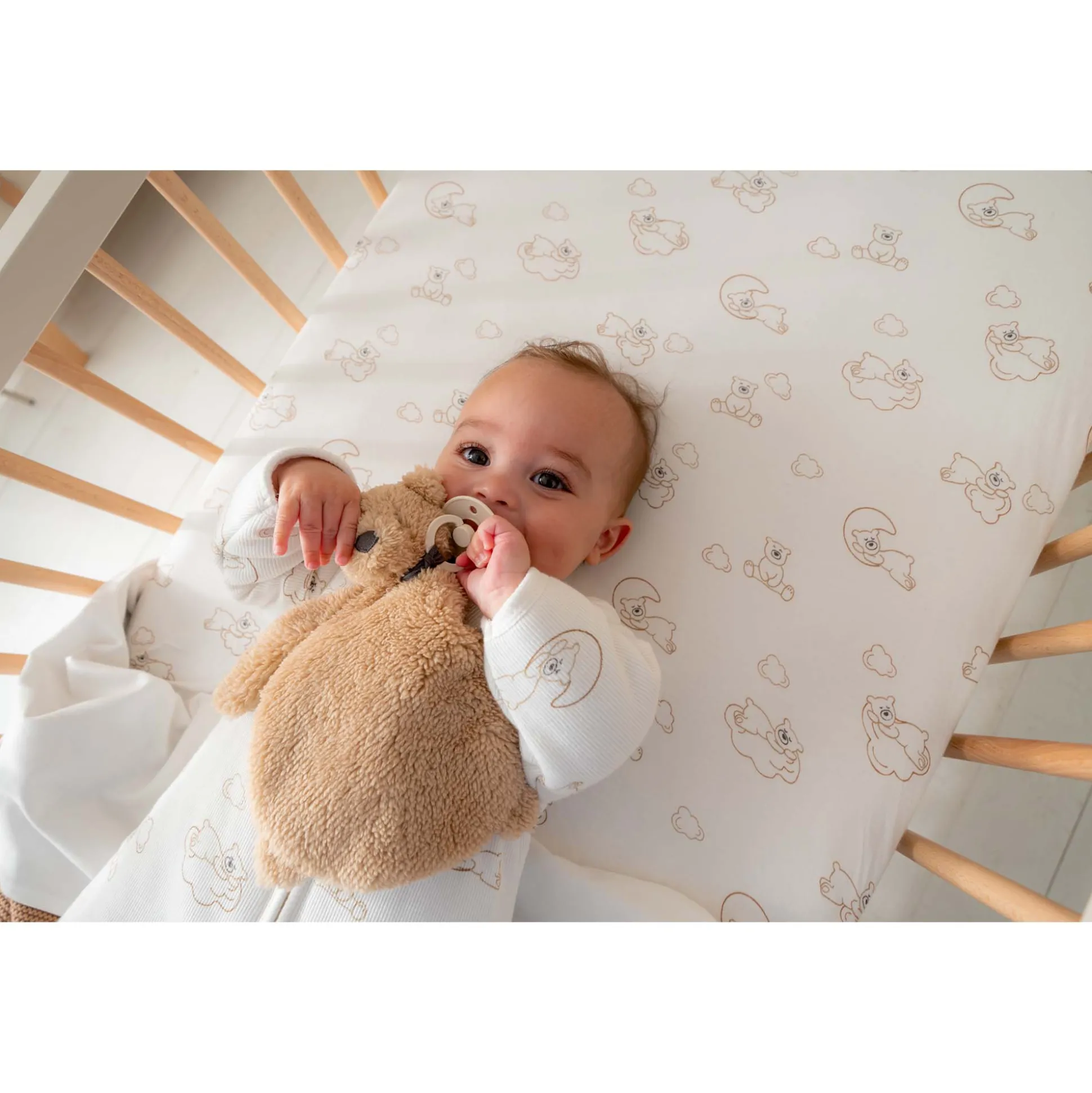 Prenatal wieg hoeslaken Beren wit