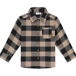 Prénatal baby blouse lange mouwen ruit bruin