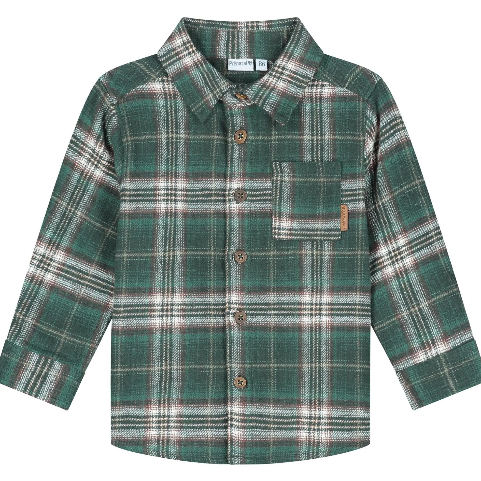 Prénatal baby blouse lange mouwen ruit groen