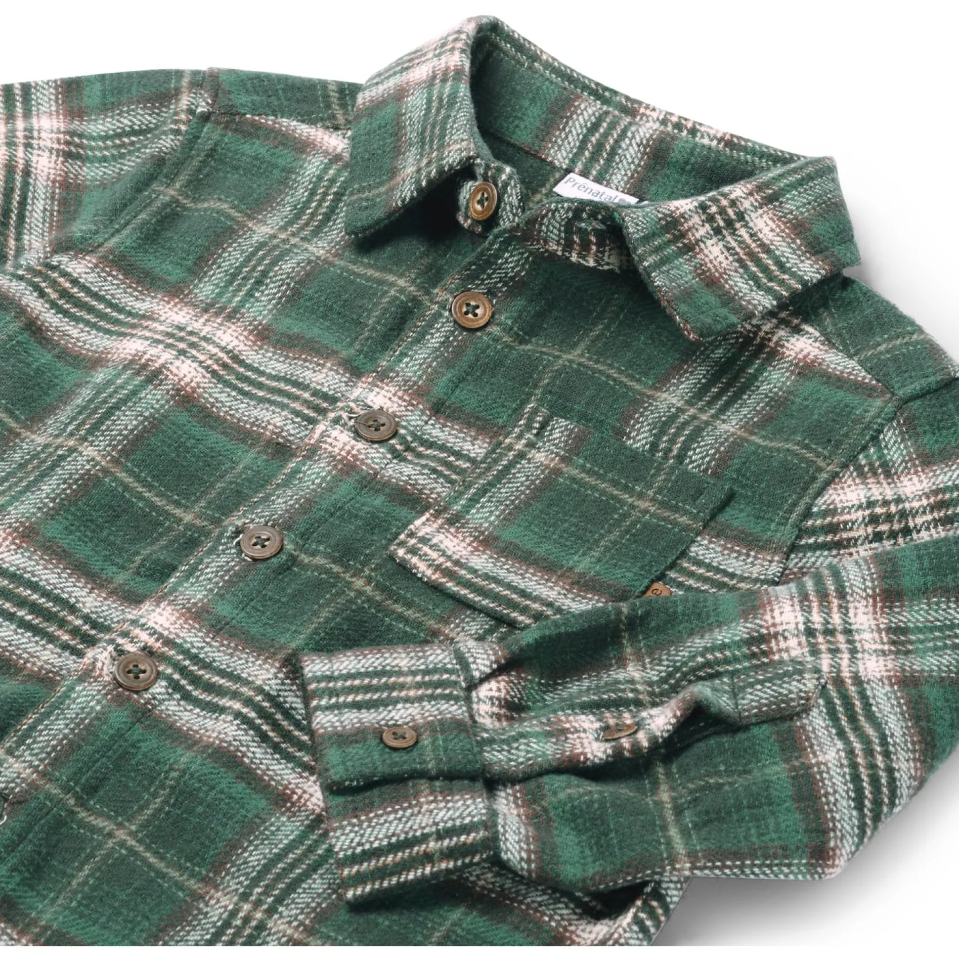 Prénatal baby blouse lange mouwen ruit groen