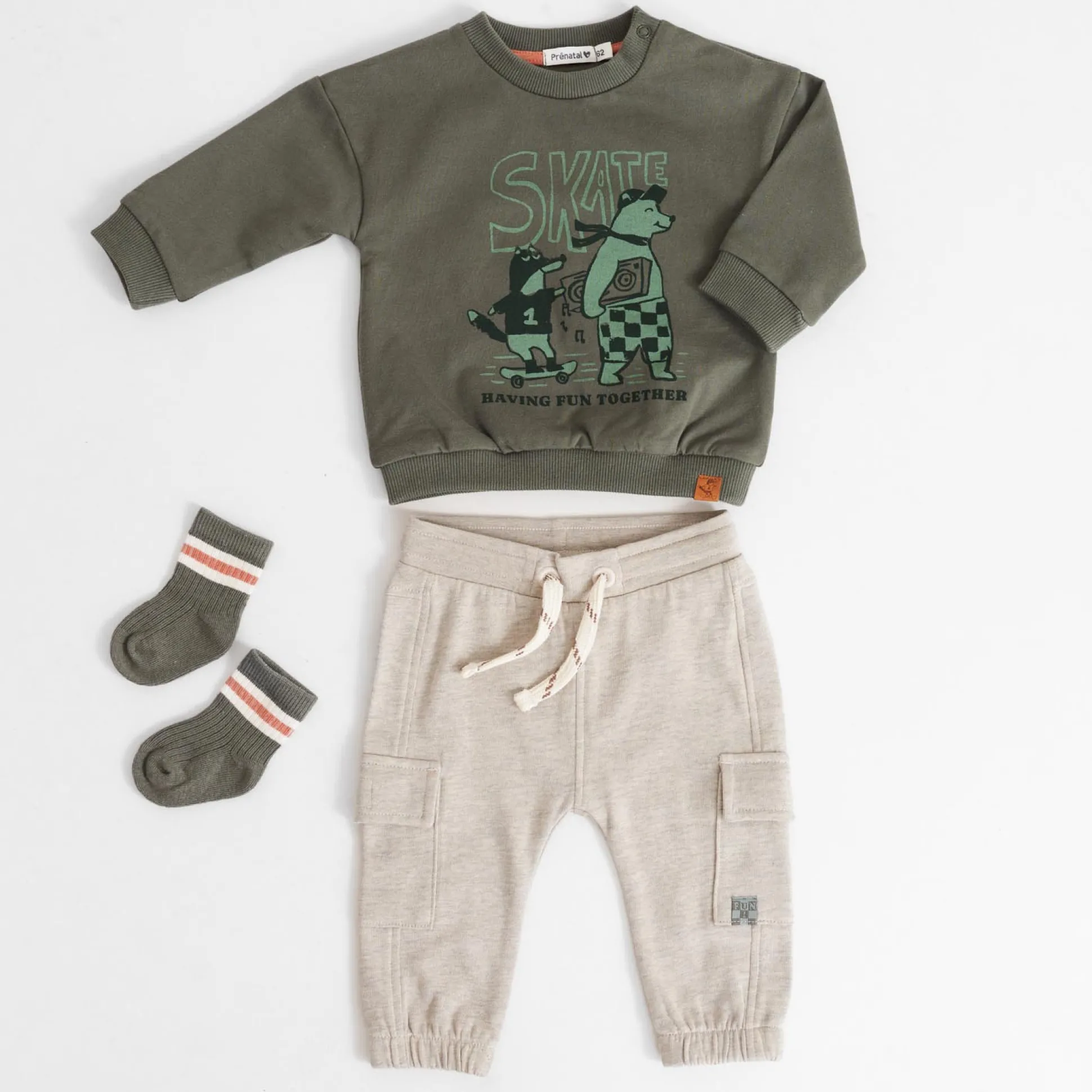 Prénatal baby broek effen grijs