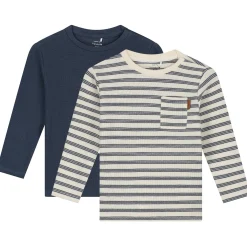 Prénatal baby shirt 2 stuks lange mouwen strepen blauw