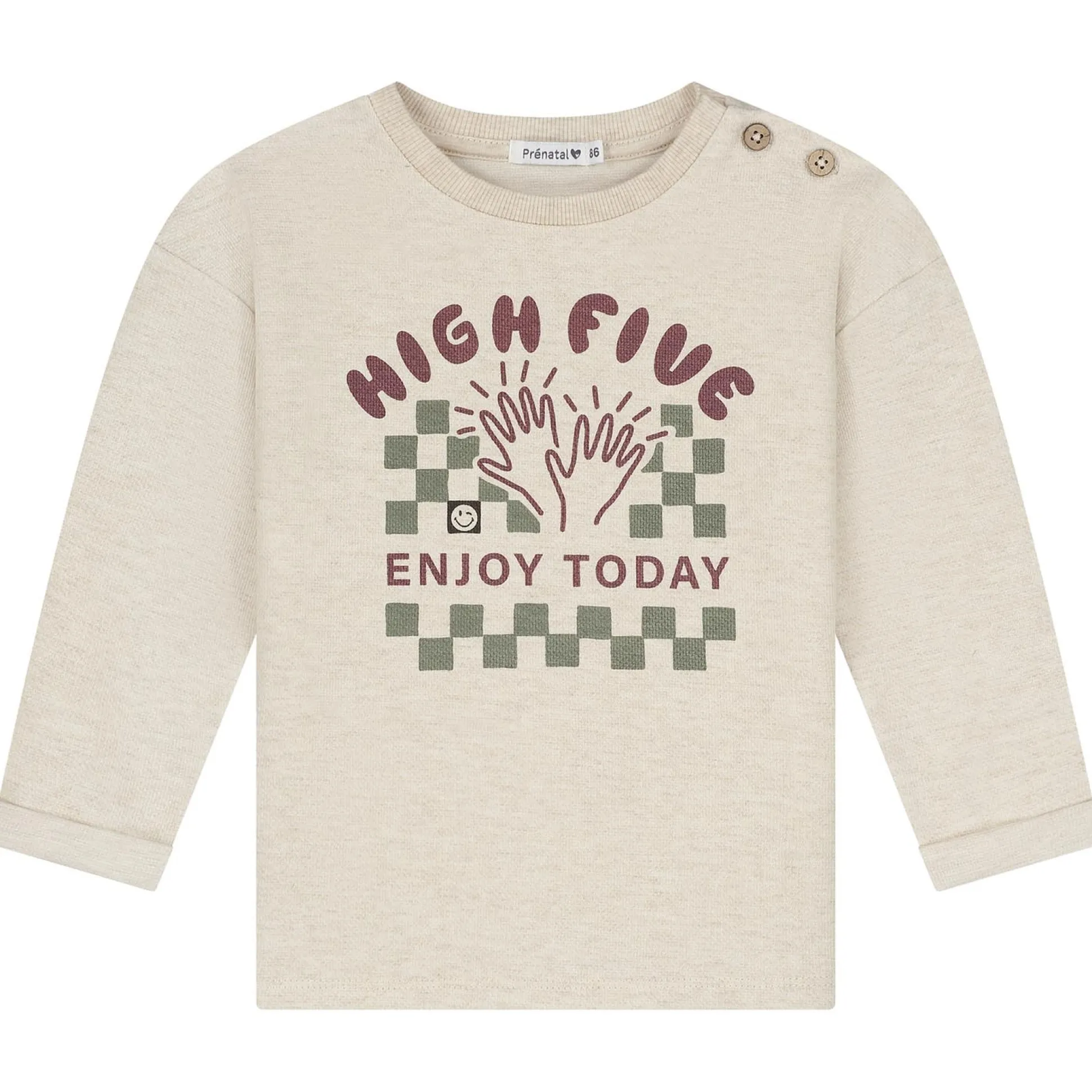 Prénatal baby shirt lange mouwen printopdruk beige