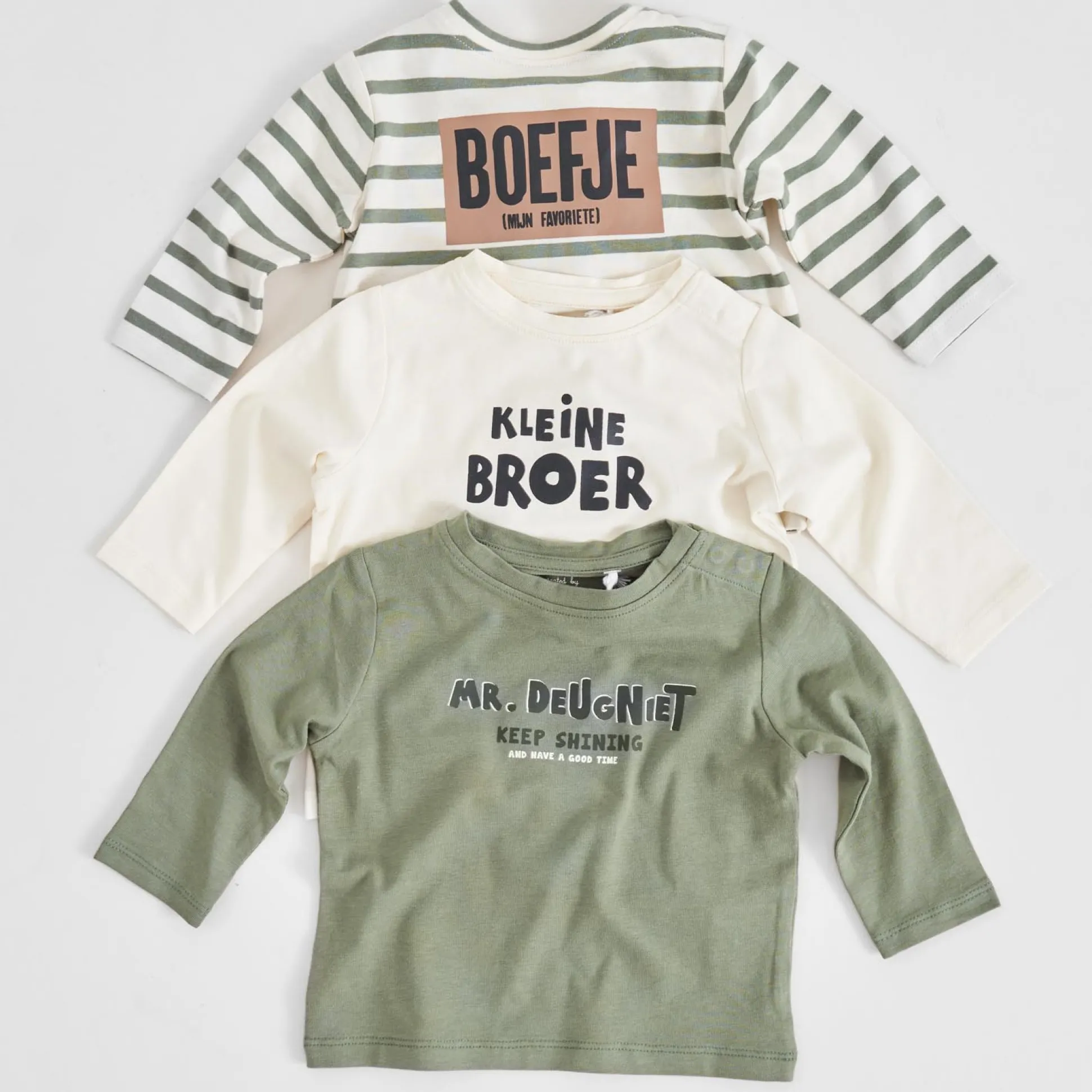 Prénatal baby shirt lange mouwen tekst groen