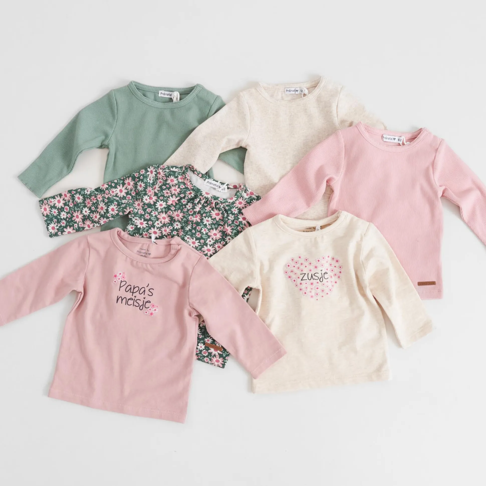Prénatal baby shirt lange mouwen effen groen