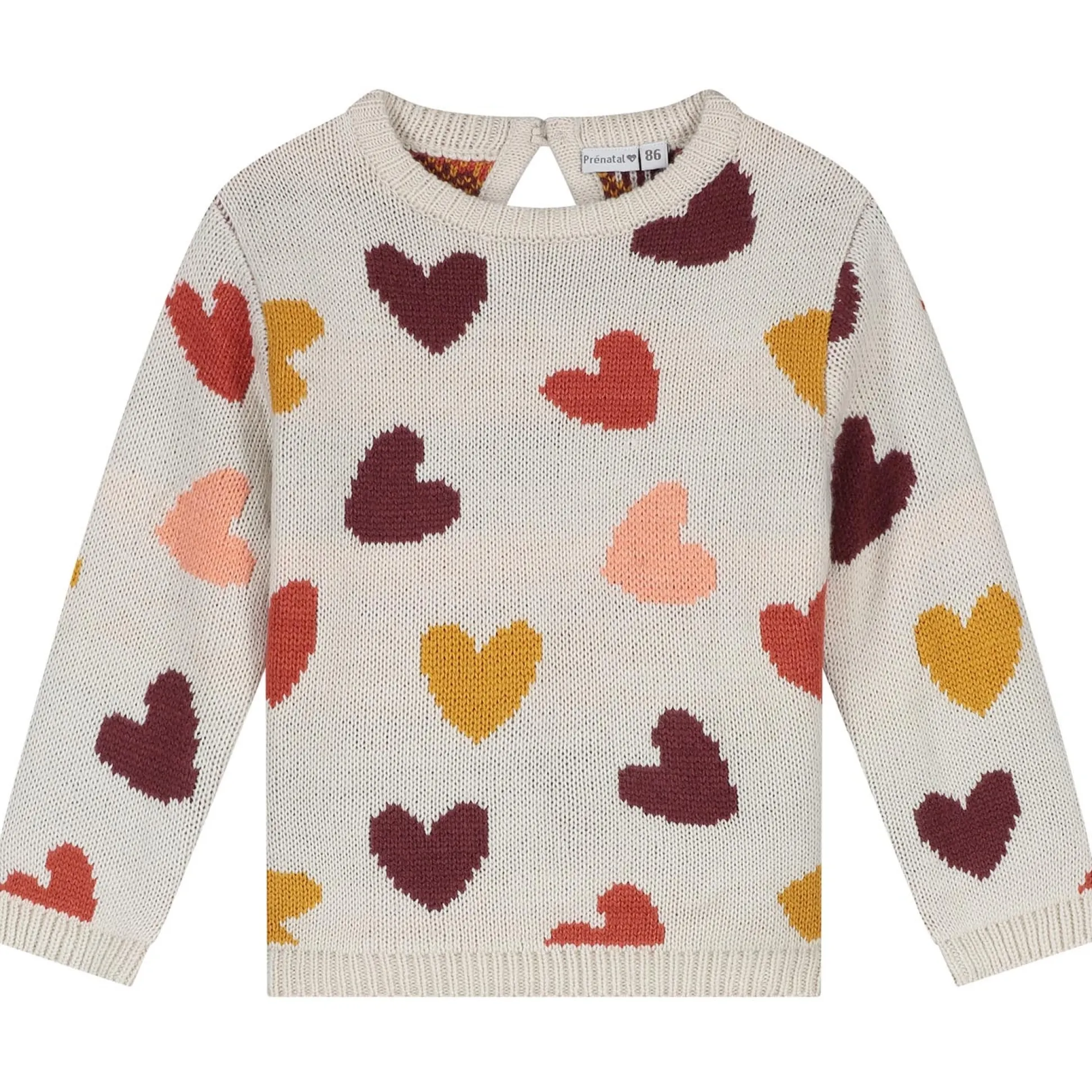 Prénatal baby sweater lange mouwen hartjes multi