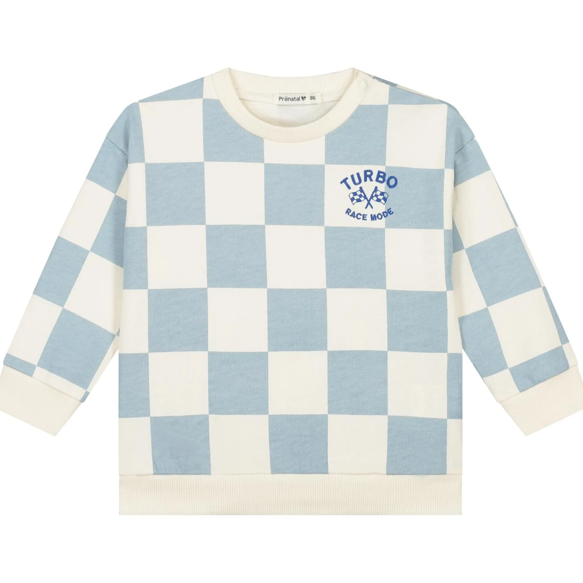 Prénatal baby sweater lange mouwen ruit blauw