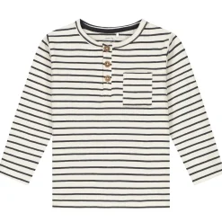 Prénatal baby T-shirt lange mouwen strepen antraciet