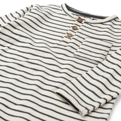 Prénatal baby T-shirt lange mouwen strepen antraciet