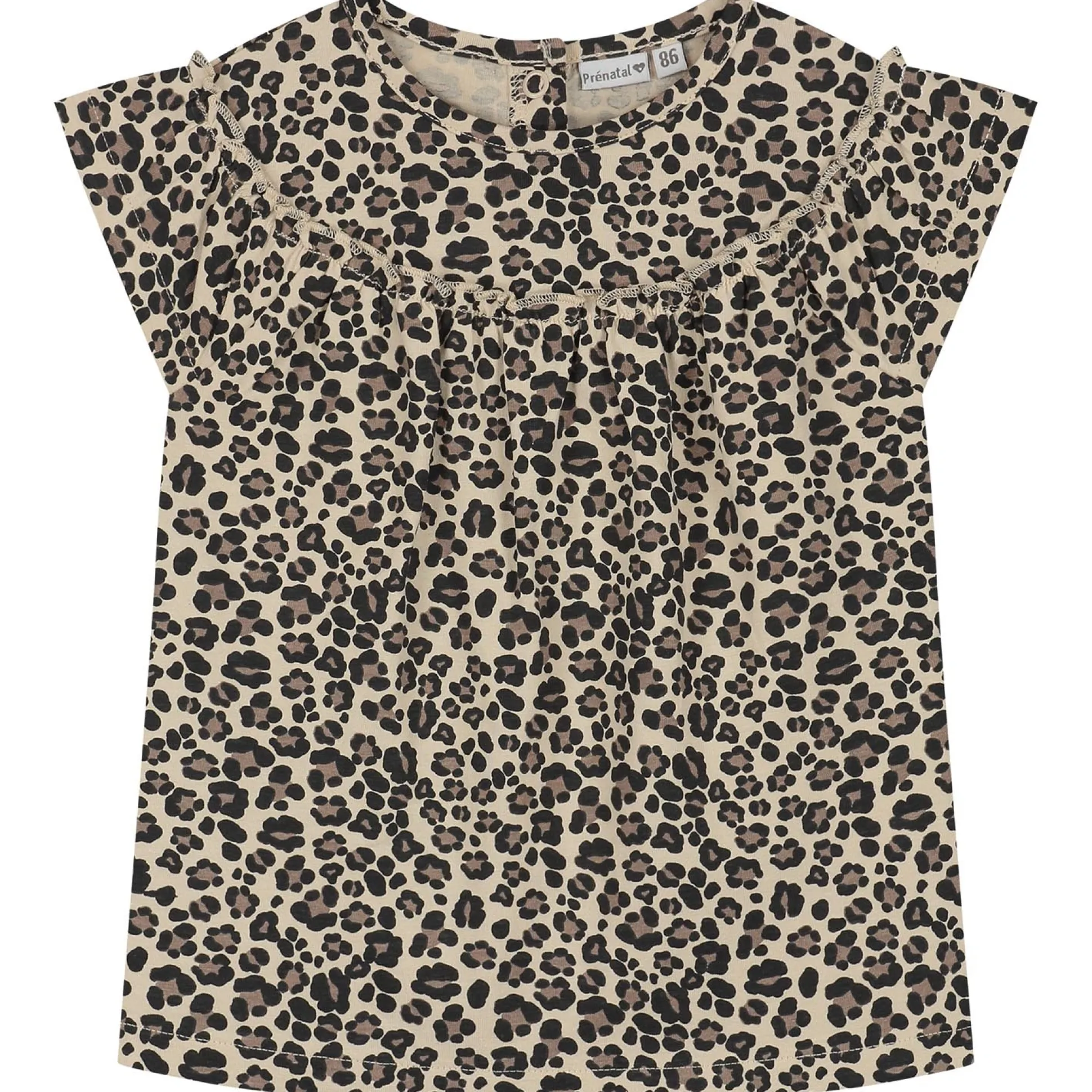 Prénatal baby T-shirts 2 stuks korte mouwen panterprint beige