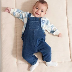 Prénatal baby tuinpak mouwloos effen blauw