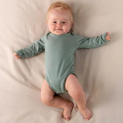 Prénatal basis romper lange mouwen effen groen