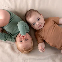 Prénatal basis romper lange mouwen effen groen