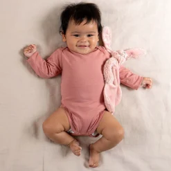 Prénatal basis romper lange mouwen effen roze