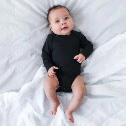 Prénatal basis romper lange mouwen effen zwart