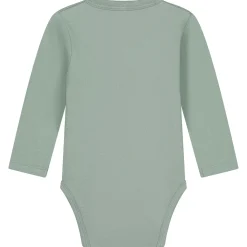 Prénatal basis romper met overslag lange mouwen effen groen