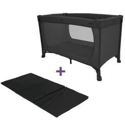Prénatal campingbed Evi black met matras & matrashoes