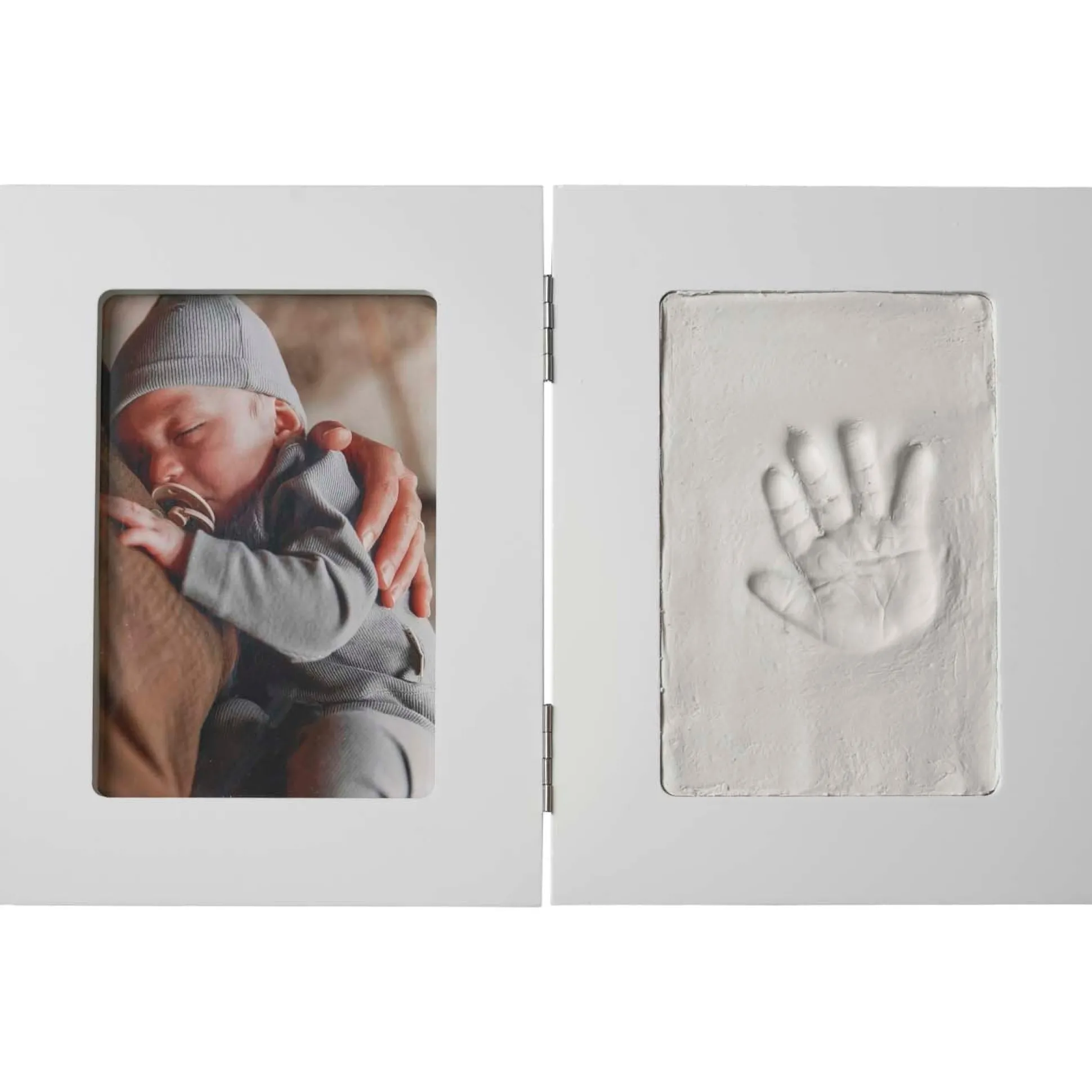 Prénatal fotolijst met gipsafdruk wit