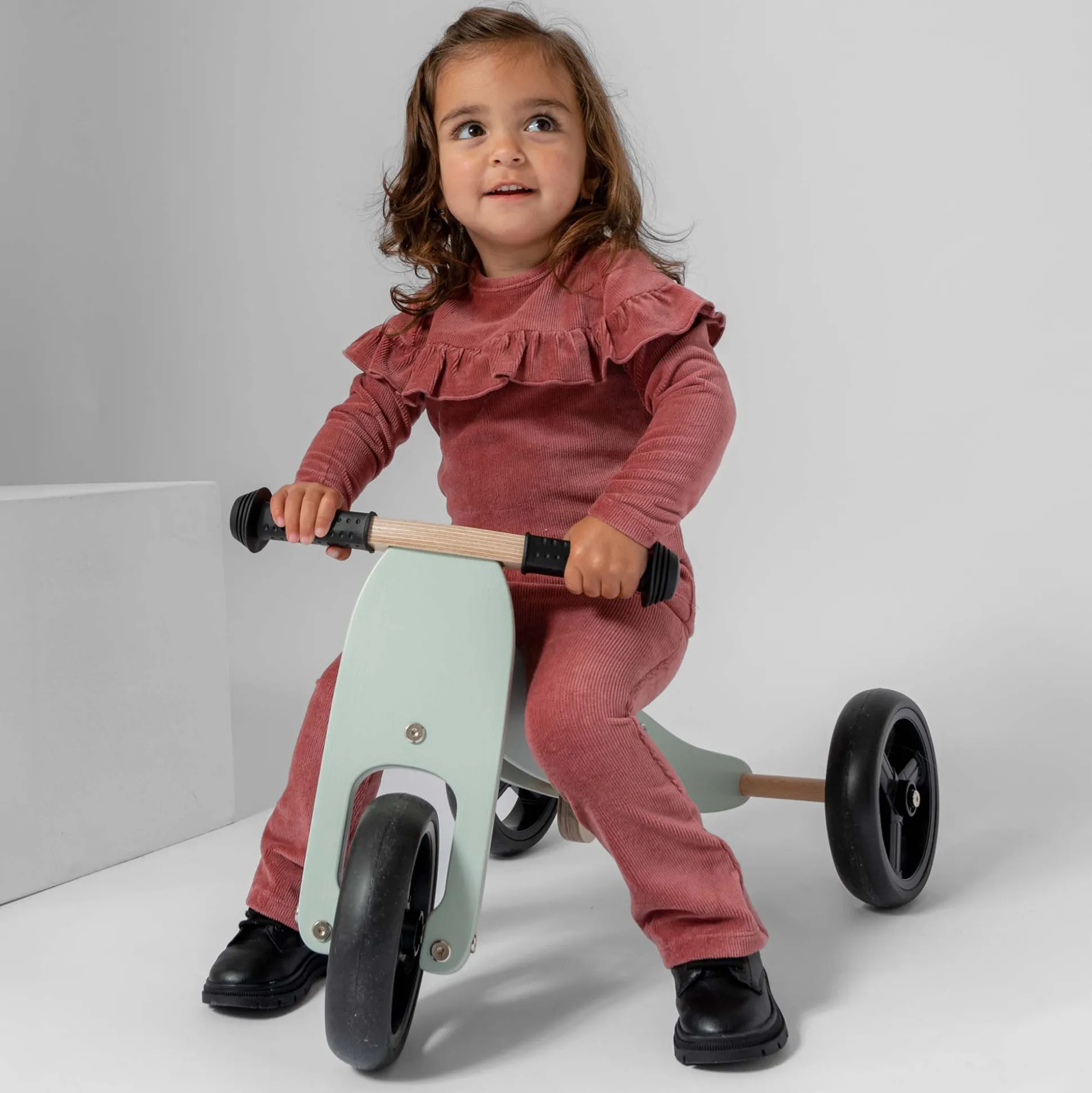 Prénatal houten loopfiets 4-in-1 Soft Green Grey