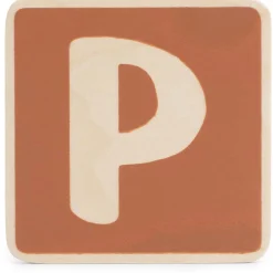 Prénatal houten namentrein letter P Dark Orange Bown