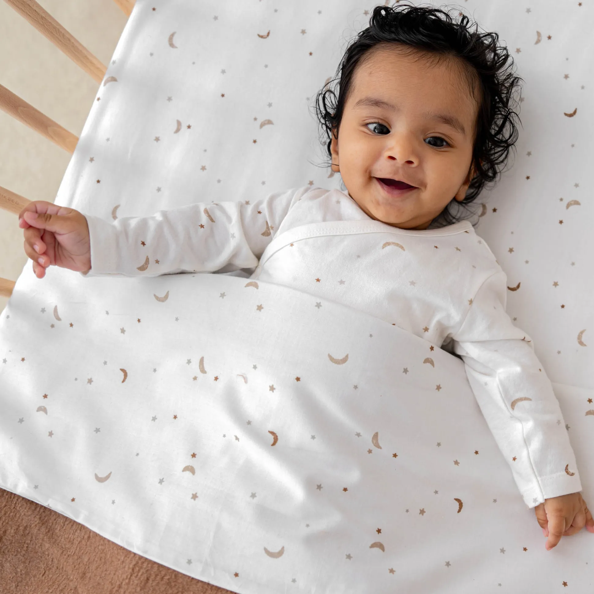 Prénatal ledikantlaken Ster en Maan wit