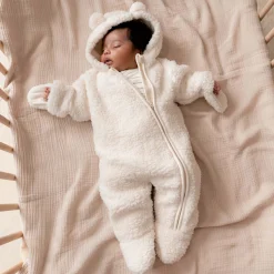 Prénatal newborn berenpak teddy lange mouwen effen wit