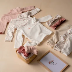 Prénatal newborn broek bloemen roze