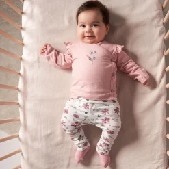 Prénatal newborn broek bloemen roze