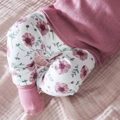 Prénatal newborn broek  bloemen wit