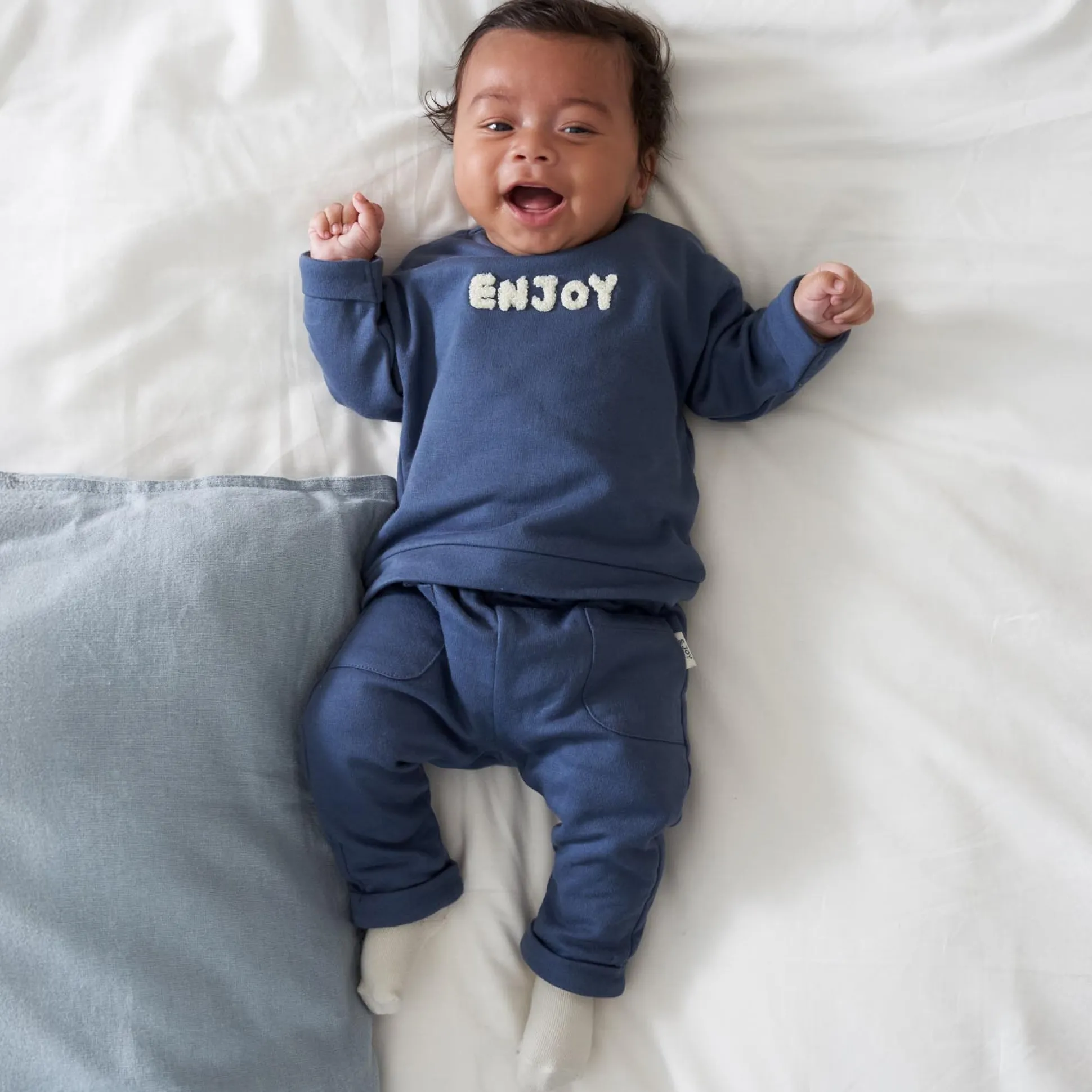 Prénatal newborn broek effen blauw