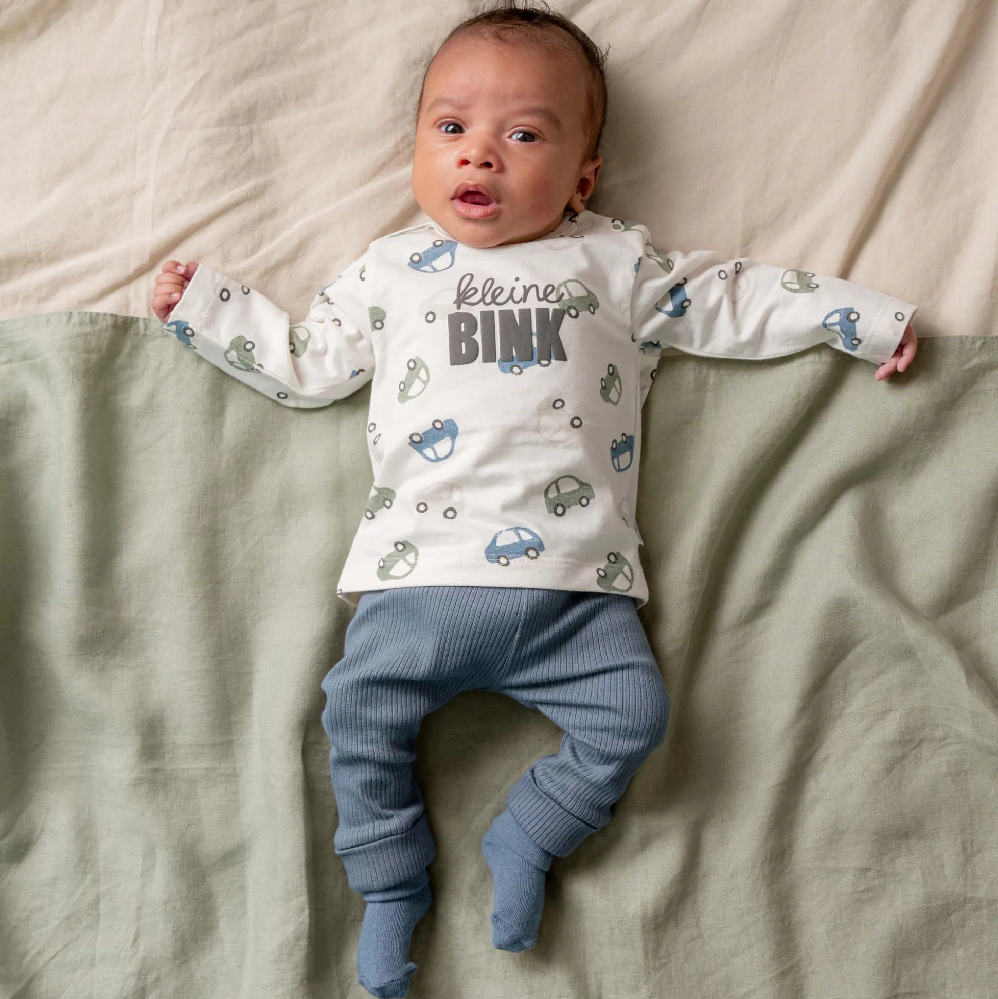 Prénatal newborn broek rib blauw