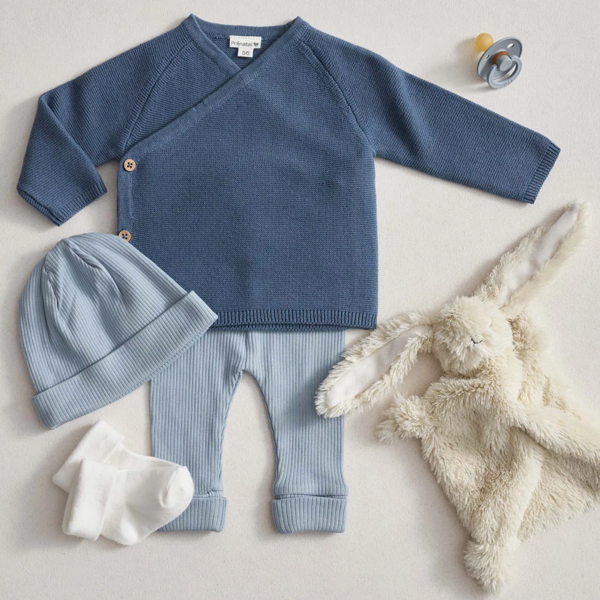 Prénatal newborn broek rib effen blauw