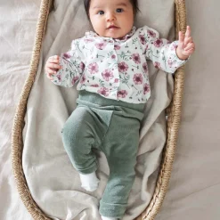 Prénatal newborn broek velours  effen groen