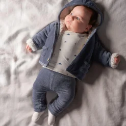 Prénatal newborn broek velours effen blauw