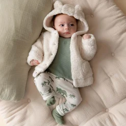 Prénatal newborn jas teddy lange mouwen effen wit