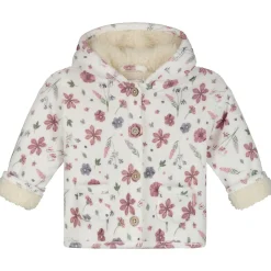 Prénatal newborn jas velours lange mouwen bloemen roze