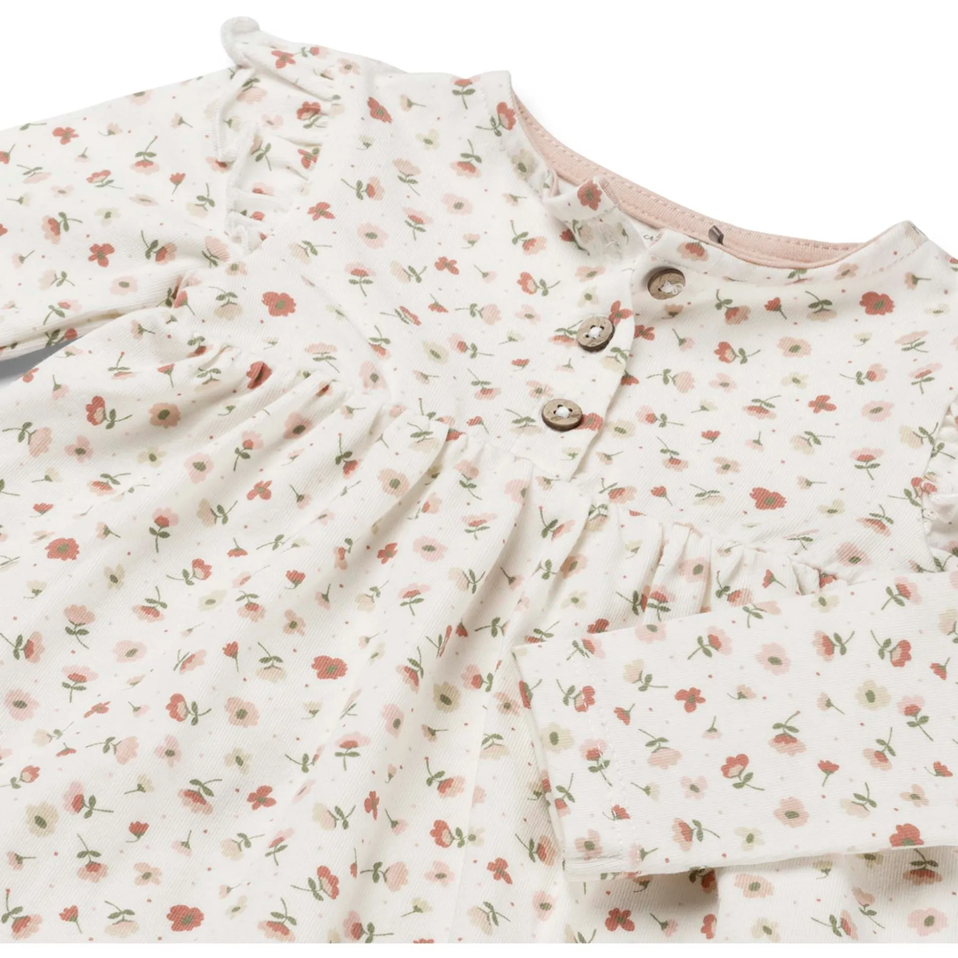 Prénatal newborn jurk lange mouwen bloemen roze