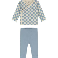 Prénatal newborn kledingset blokjes lange mouwen meerkleurig blauw