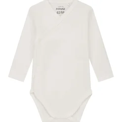 Prénatal newborn overslagromper rib lange mouwen effen wit