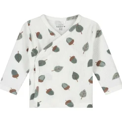 Prénatal newborn overslagshirt wafel lange mouwen all over print wit