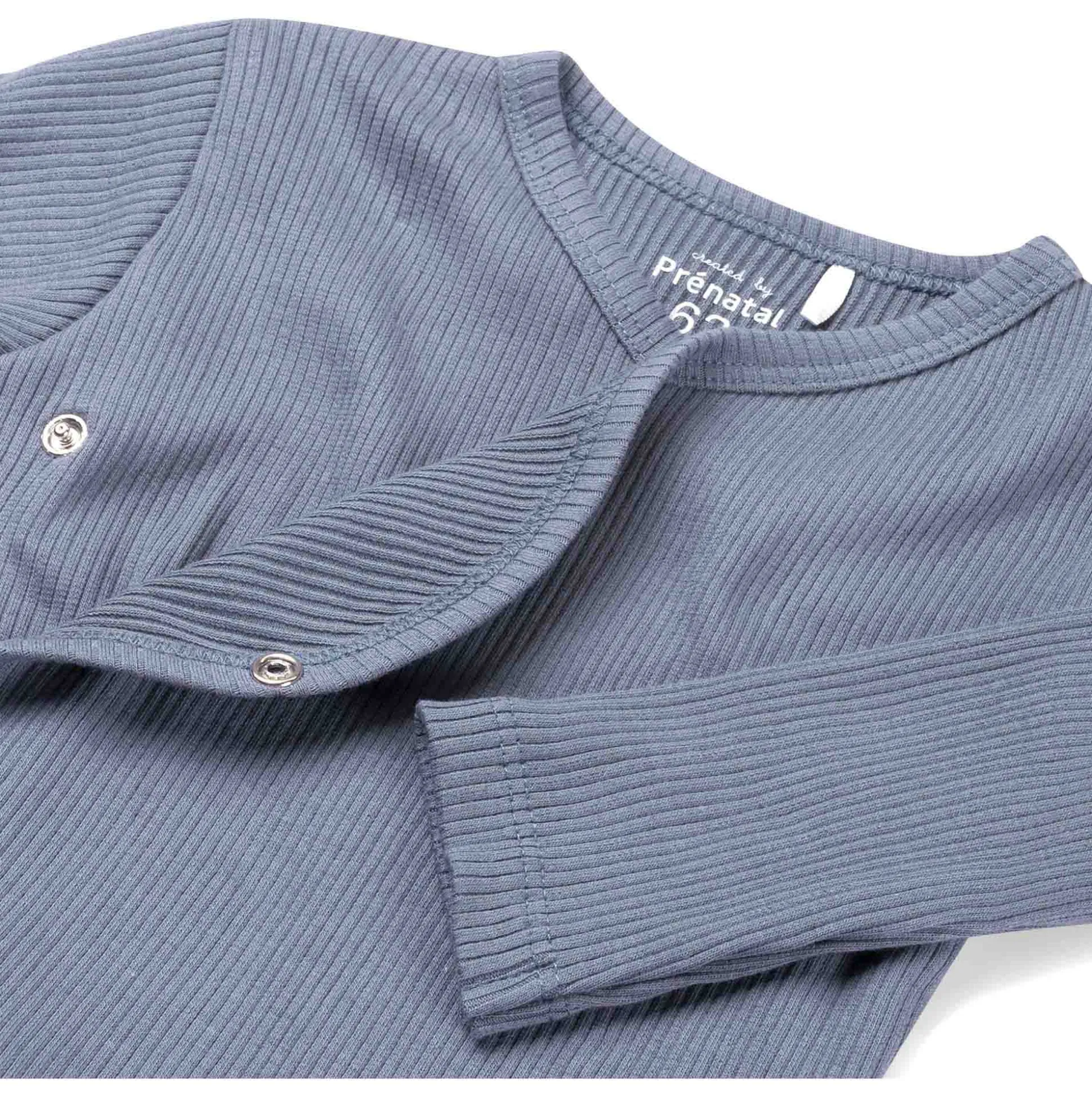 Prénatal newborn overslagshirt rib lange mouwen effen blauw