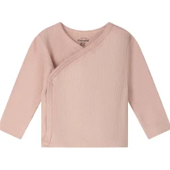 Prénatal newborn overslagshirt rib lange mouwen effen roze