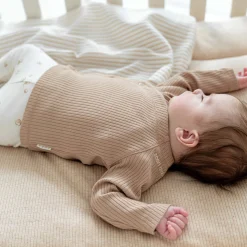 Prénatal newborn overslagshirt rib lange mouwen effen taupe