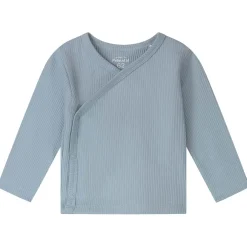 Prénatal newborn overslagshirt rib lange mouwen effen blauw