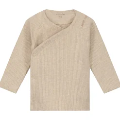 Prénatal newborn overslagshirt rib lange mouwen effen beige