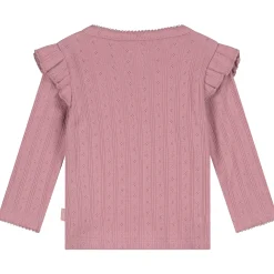 Prénatal newborn overslagshirt ajour lange mouwen effen roze